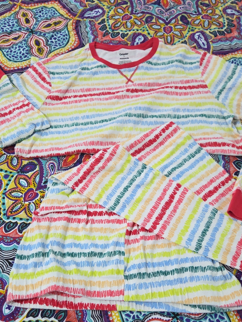 Crayola Rainbow Scribble Stripe Pajama Set - Red, Yellow, Blue, Green